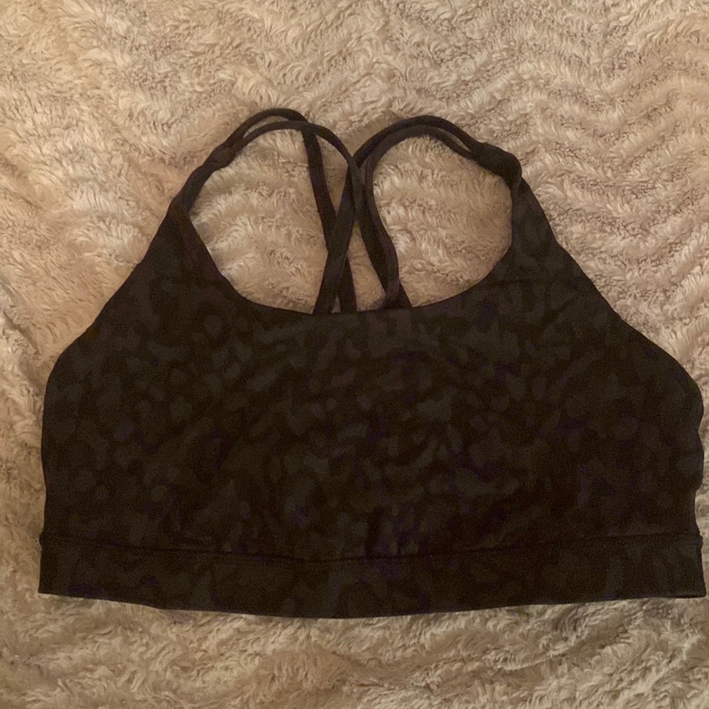 Black cheetah print sports bra
